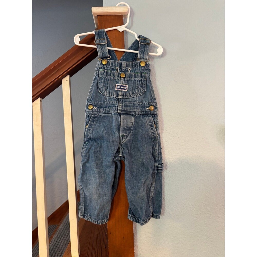 Big smith vintage blue denim jean overalls baby 12 9 18 mths carpenter work